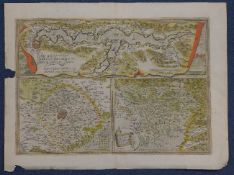 Abraham Ortelius (1527-1598)coloured engraving,Map of Lakii Lacus (Lake Como etc.)overall 18.25 x