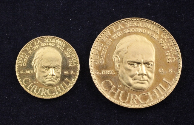 A Banco Italo-Venezolano ""Chiefs in the Second World War"" Churchill gold commemorative coin, dia.