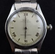 A gentleman`s 1940`s/1950`s stainless steel Rolex Oyster Royal manual wind wrist watch, with Roman