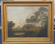 Norwich Schooloil on wooden panel,Shepherds in a landscape,11.5 x 14.5in.