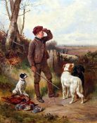 After William Woodhouse (1857-1939)oil on canvas,Boy and gun dogs in a landscape,20 x 16in.