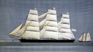 A 19th century American silkwork of the schooner Rajpoot, framed and glazed, with Thomas Willis,