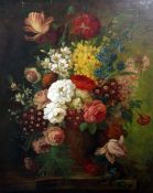 After Jan van Os (1744-1808)oil on canvas,Still life of flowers in a vase on a ledge,bears