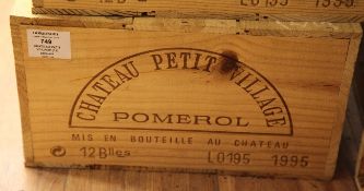 A case of twelve bottles of Chateau Petit Village 1995, Pomerol, owc. The 1995s were welcomed both