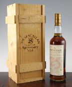 One 70cl bottle of Macallan Anniversary Malt, 25 years old, distilled 1968, bottled 1994, in wooden