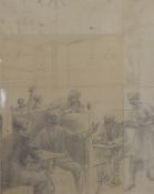 James Stroudley (1906-1985)pencil drawing,Cafe interior,signed L. Stroudley,24.5 x 19.5in.,