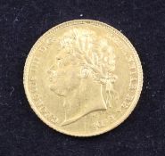 A George IV 1824 gold half sovereign, (Nr UNC).