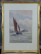 Ernest Stuart (fl.1889-1903)watercolour,The entrance to Boulogne harbour,signed,14 x 10in.