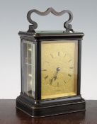 A Victorian bronze patinated giant carriage clock by Desbois, London, c.1850, the hour-repeating