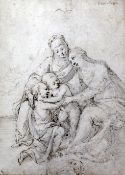 Attributed to Giovanni Battista Paggi (1554-1627)ink and wash,The Virgin and Child with attendants,