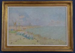 Germaine Chardon (1900-?)two oils on canvas board,Beach scenes at Nieuport and Mer Du Nord,signed,