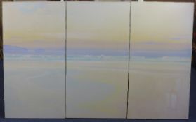 Milton Grubert (20th C.)set of three oils on canvas,Coastal landscape,one signed,overall 34 x