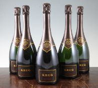 Six bottles of Krug 1995, one with scuffed label