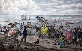 James Gillray (1757-1815)coloured engraving,Morning promenade upon the cliff, Brighton, Kicking-