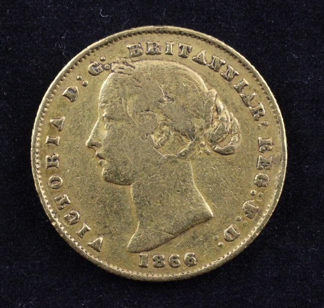An Australia 1866 Sydney mint gold full sovereign, (F).