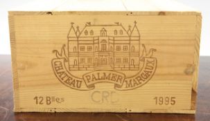 A case of twelve bottles of Chateau Palmer 1995, Margaux, owc.