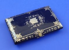 A 19th century tortoiseshell and gold pique aide memoire, of rectangular form, with foliate pique