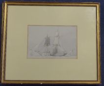 Calvert R. Jones (1804-1877)ink, pencil and wash,Study of the ship Magnet of Sydney,inscribed and