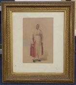 Attributed to William Collins (d.1846)watercolour,A fisherwoman of Boulogne in her wedding dress,9