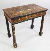 A late 18th / early 19th century Italian walnut and ivory marquetry inlaid table, with single