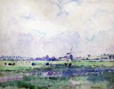 James Bolivar Manson (1879-1945)watercolour,Windmill near Rye,signed,8 x 11in.