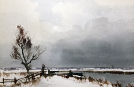 § Edward Seago R.W.S. (1910-1974)watercolour,`The Rond, Winter`,signed, Royal Society of Painters