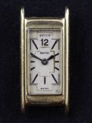 A lady`s 1930`s Art Deco 9ct gold Jaeger Le Coultre Duoplan manual back wind wrist watch, with