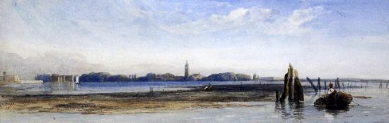 George Arthur Fripp (1813-1896)watercolour,On a Venetian lagoon looking towards Torcello,signed and