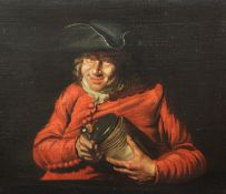 Attributed to Heroman van der Mijn (1684-1741)oil on canvas,Gentleman wearing a red coat holding a