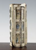 A 19th century French Prisoner of War bone casket / games box, mounted with fourteen rectangular