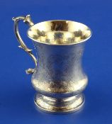 An early Victorian silver christening mug, of waisted baluster form, engraved with monogram amongst