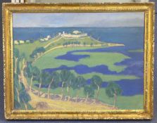 Russian Schooloil on canvas,Mediterranean coastal landscape,indistinctly signed,20 x 26.5in.