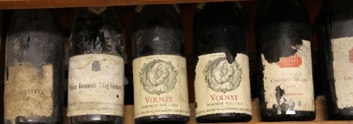 A six bottle quality red burgundy assortment including one Chambertin Grand Cru 1947, Cuvee