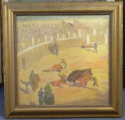 Matthew Rodway Leeming (1875?1956)oil on canvas,Bravo Toro,R.I. Exhibition label verso,19 x 20in.