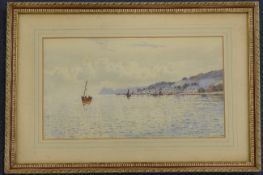 Herbert Moxon Cook (1844-c.1920)watercolour,Fishing boats off the Isle of Arran,signed,7.75 x 13.