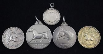 Four early 20th century equine related silver medallions, Hackney Horse Society(2) by Mappin &