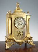 A Victorian ormolu mantel clock, of architectural form, 17in.