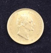 A William IV 1835 gold half sovereign, (Nr UNC).