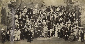 A late Victorian theatrical photograph, possibly a Royal Gala performance, with a group of actors