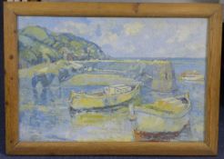 John Ward Lockwood (1894?1963)oil on canvas board,Cornish harbour scene,signed,16 x 23in.