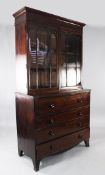 A George III mahogany secretaire bookcase, fitted a pair of glazed doors over single secretaire