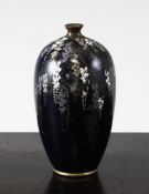 A Japanese silver wire cloisonne enamel ovoid vase, by Inaba Nanaho, Meiji period, decorated with