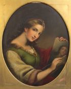 Luigi Pompignoli (Italian 19thC)oil on canvas,Portrait of a young lady artist,signed verso and
