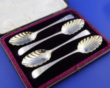 A set of four George III silver Old English pattern tablespoons by Hester Bateman, with later