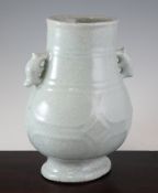 A Chinese celadon crackle glaze hu vase, Qianlong seal mark but later, of archaistic form, with a