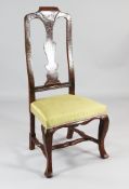 An 18th century Italian red and gilt chinoiserie chair, with vase shaped splat back and overstuffed