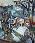 § Pinchus Kremegne (1890-1981)oil on canvas,Landscape in winter,1954 Redfern Gallery Exhibition