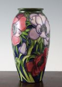 A Moorcroft Anemone tribute ovoid vase, c.2003, impressed marks, 10in.