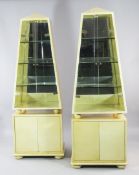 A pair of Aldo Tura lacquered goat skin obelisk display cabinets, Italian, 20th century, each