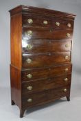 A George III mahogany chest on chest, with two short over three long drawers and three further long